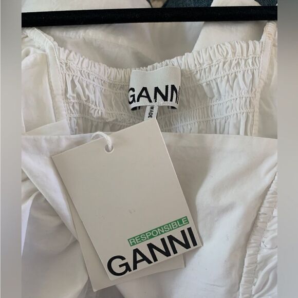 Ganni Ruffle Cotton Poplin Blouse NWT  size 6/38 $ 195.00 - Picture 8 of 11